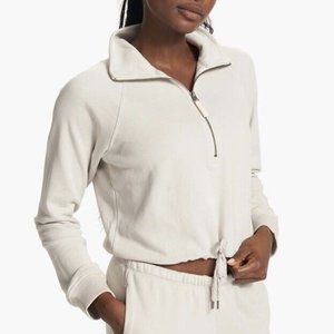Vuroi Sedona Half Zip Sweatshirt in Salt Beige Women’s Size Medium || No Tie